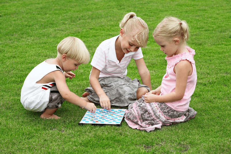 Children playing on grass